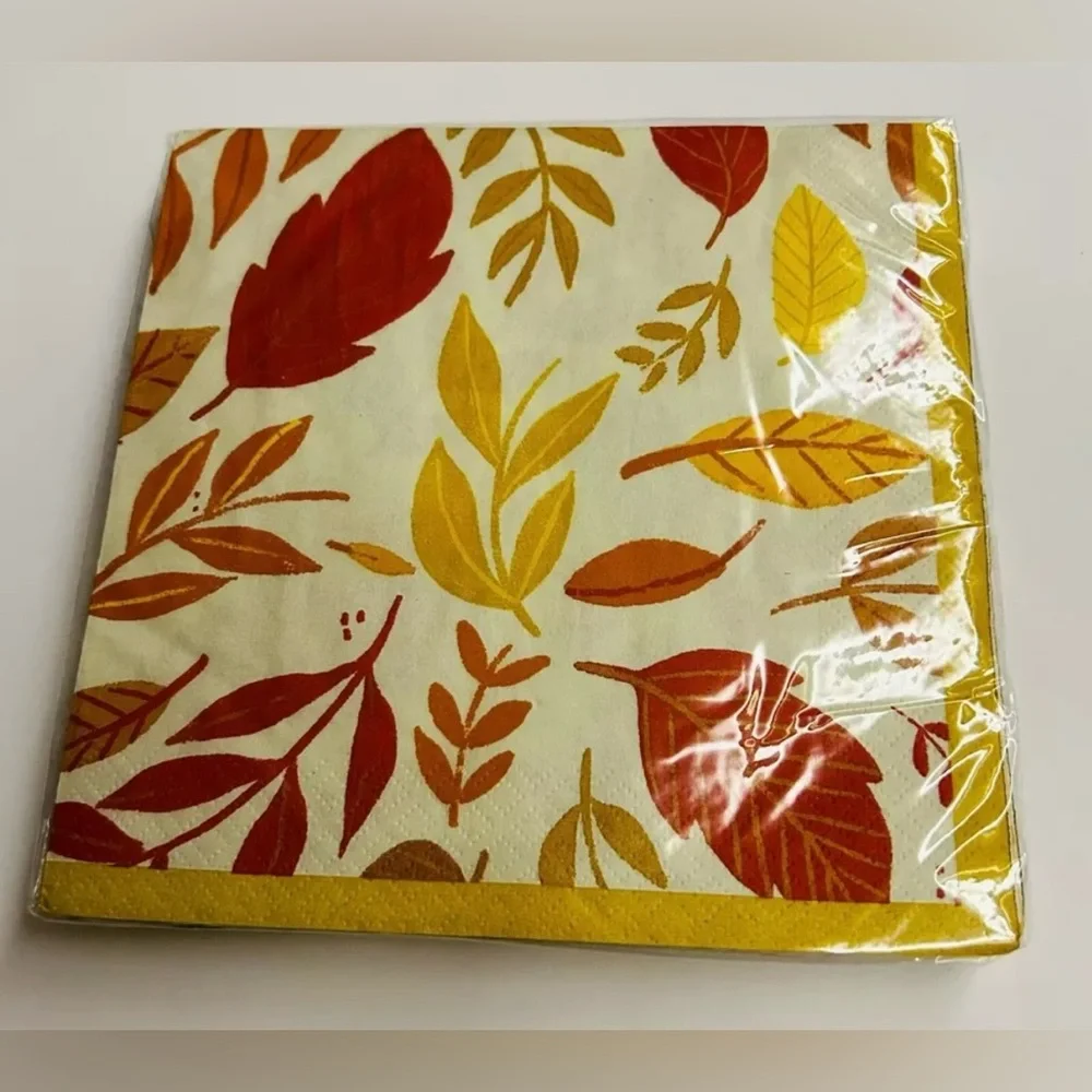 New 48 Fall Napkins Yellow Red Orange Leaves Party Impressions made in the USA